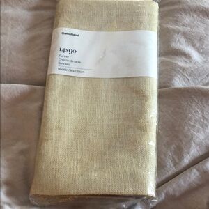 Crate&Barrel Cream Gold Jute Table Runner NWOT